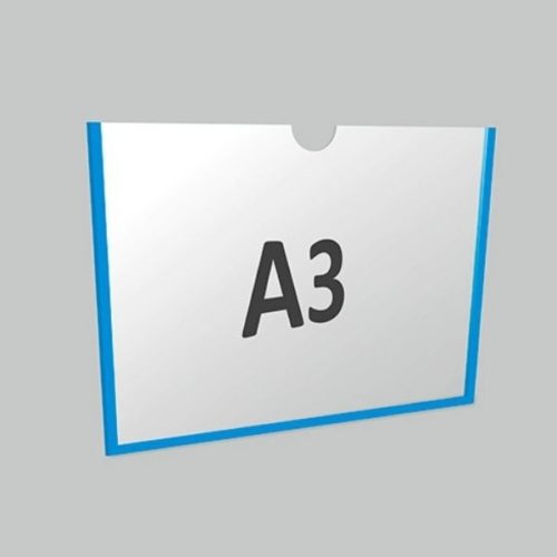 Карман настенный для стенда А3 горизонтальный ПЭТ 0,3 мм белый скотч